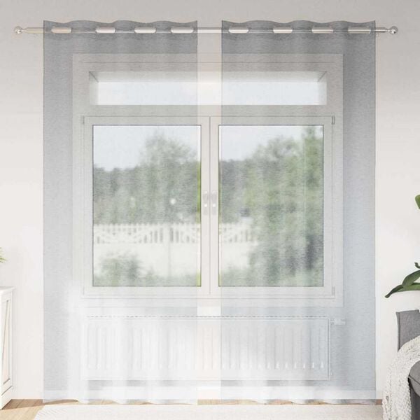 vidaXL Voile Gardin med gardiner 2 pcs M&oslash;rkegr&aring; 245 x 140 cm Polyester
