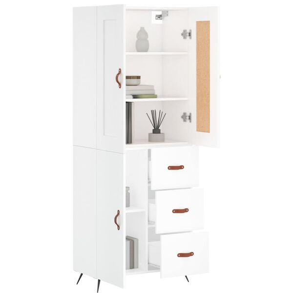 vidaXL Highboard hvit 69,5x34x180 cm konstruert tre