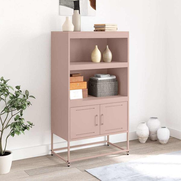 vidaXL Highboard rosa 68,5x38,5x123,5 cm stål