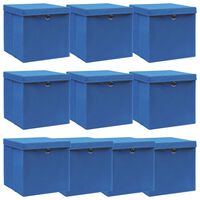 vidaXL Oppbevaringsbokser med lokk 10 stk blå 32x32x32 cm stoff