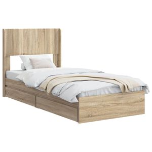 vidaXL Sengramme med oppbevaring og hodegavl Sonoma eik 75 x 190 cm