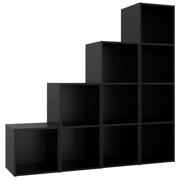 vidaXL TV-benksett 4 deler svart konstruert tre