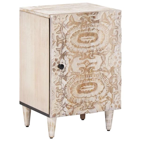 vidaXL Baderomsskap med d&oslash;r Hvit 38 x 33,5 x 58 cm Massiv mango tre