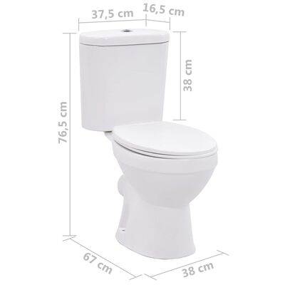 vidaXL Stående toalett med sisterne soft-close keramisk hvit
