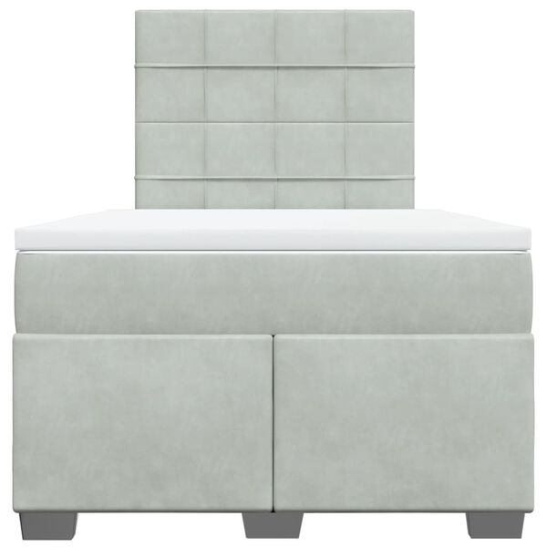 vidaXL Seng med madrass boksfj&aelig;r lysegr&aring; 120x190 cm fl&oslash;yel