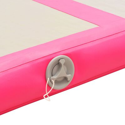 vidaXL Oppblåsbar gymnastikkmatte med pumpe 600x100x10 cm PVC rosa