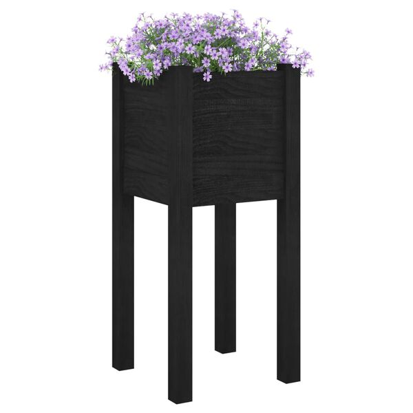 vidaXL Plantekasser 2 stk svart 31x31x70 cm heltre furu