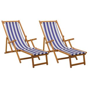 vidaXL Sammenleggbar solstol 2 pcs 3 Posisjon Solid Eucalyptus Tre