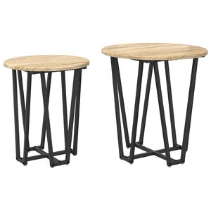 vidaXL Sidebordssett 2 stk. Sonoma Eik og Svart 50 x 50 x 50,5 cm