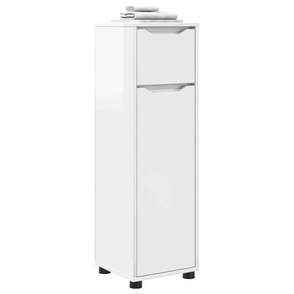 vidaXL Baderomsskap H&oslash;yglanset hvit 30,5 x 30 x 101 cm Konstruert tre