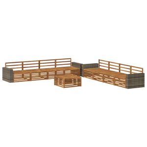 vidaXL Utend&oslash;rs sofa-sett 9 pcs Naturlig Massivt akasietre