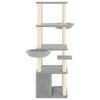 vidaXL Kattetre med klorestolper i sisal lysegr&aring; 147 cm