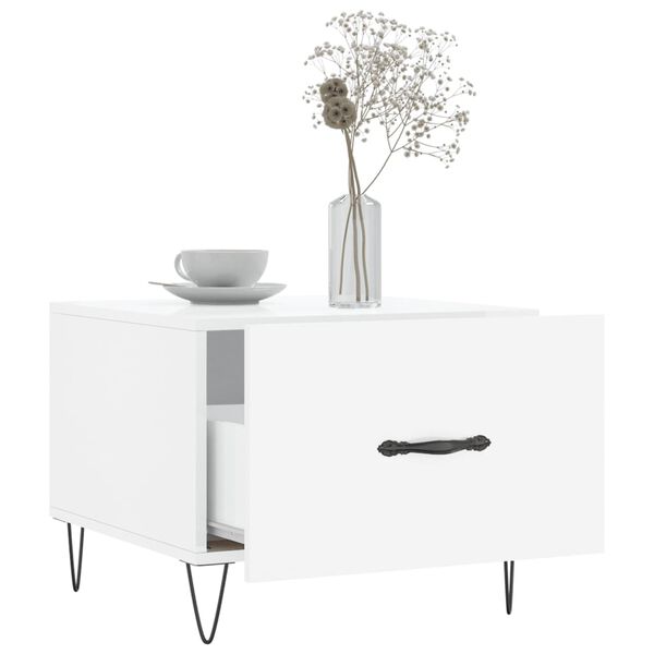 vidaXL Salongbord 2 stk høyglans hvit 50x50x40 cm konstruert tre