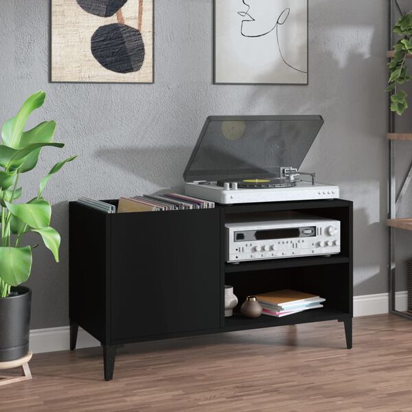 vidaXL Hifi-benk svart 84,5x38x48 cm konstruert tre