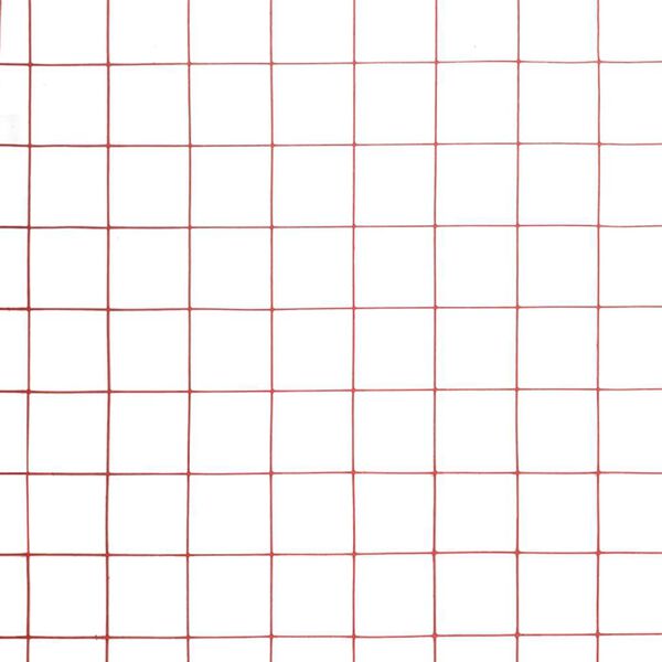 vidaXL Tr&aring;dgjerde kylling st&aring;l med PVC-belegg 25x1 m r&oslash;d