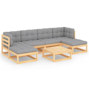 vidaXL Hagesofagruppe med puter 7 deler heltre furu