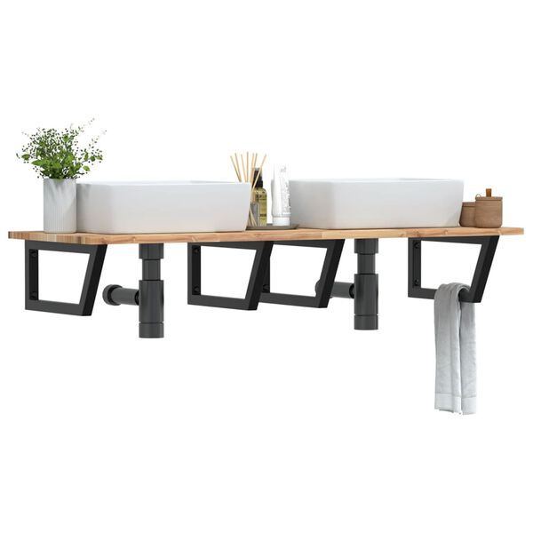 vidaXL Servanthylle veggmontert st&aring;l og heltre akasie