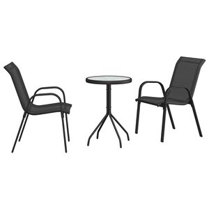 vidaXL Hage Bistro Sett 3 stk. Svart St&aring;l