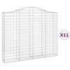 vidaXL Gabionkurver buede 11 stk 200x30x160/180 cm galvanisert jern