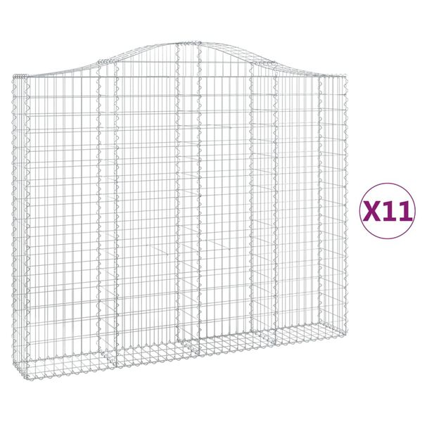 vidaXL Gabionkurver buede 11 stk 200x30x160/180 cm galvanisert jern