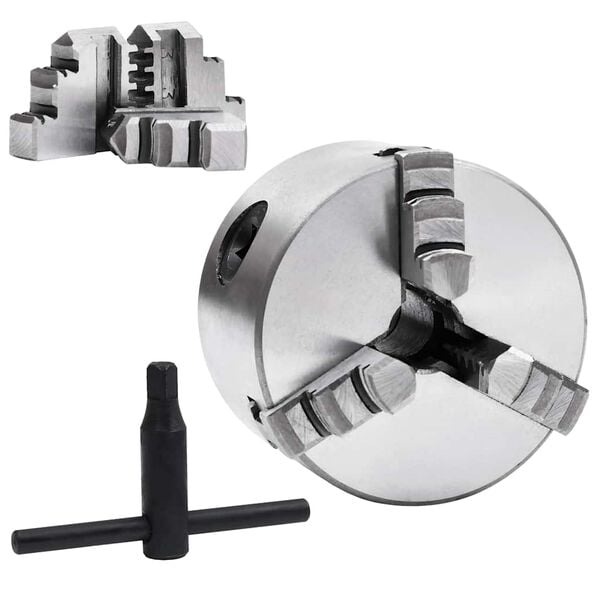 vidaXL Selvsentrerende chuck til dreiebenk 3 bakker 80 mm st&aring;l