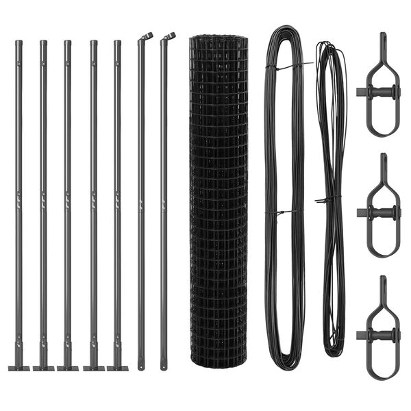 vidaXL Gjerde med stolpe Gr&aring; 1,6 x 10 m St&aring;l og PVC