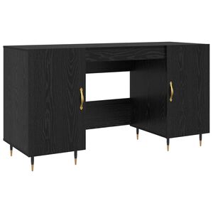 vidaXL Skrivebord Svart eik Konstruert tre 140 x 50 x 75 cm