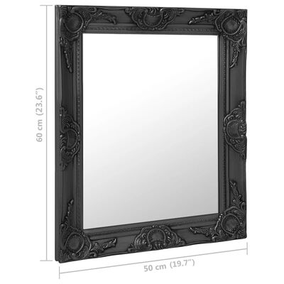 vidaXL Veggspeil barokkstil 50x60 cm svart