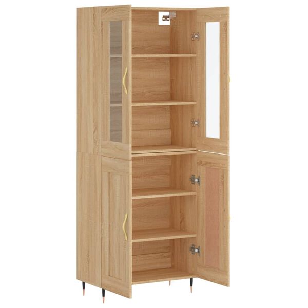 vidaXL Highboard sonoma eik 69,5x34x180 cm konstruert tre