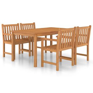 vidaXL 5-delers hagespisesett 150x90 cm heltre teak