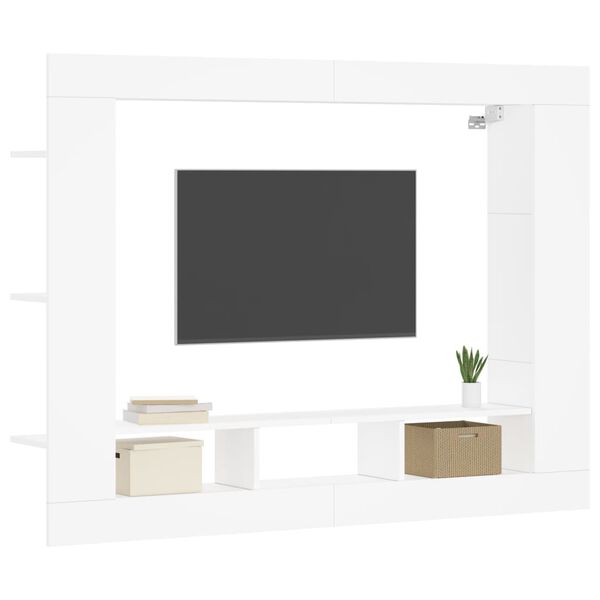 vidaXL TV-benk hvit 152x22x113 cm konstruert tre