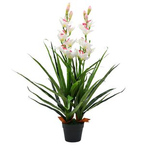 vidaXL Kunstig cymbidium orkide med potte 100 cm gr&oslash;nn