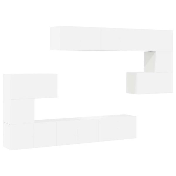 vidaXL TV-benksett 10 deler hvit konstruert tre