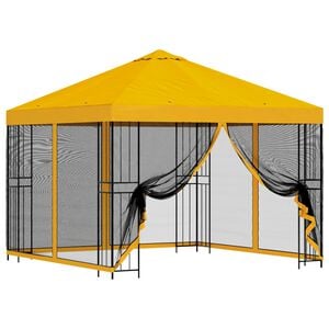 vidaXL Hagepaviljong med sidevegger 3 x 3 m Gul Polyester og st&aring;l