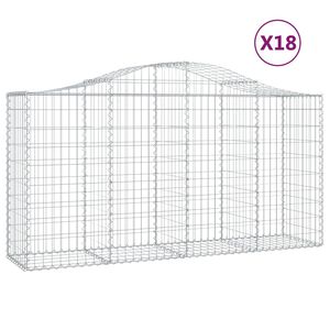 vidaXL Gabionkurver buede 18 stk 200x50x100/120 cm galvanisert jern