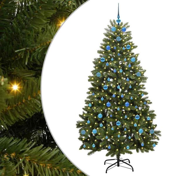 vidaXL Kunstig juletre med 300 LED gr&oslash;nn 210 cm PVC og metall