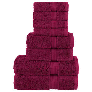 vidaXL Premium h&aring;ndklesett 8 deler SOLUND burgunder 600 g/m2