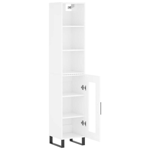 vidaXL Highboard h&oslash;yglans hvit 34,5x34x180 cm konstruert tre