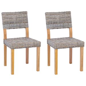 vidaXL Spisestuestol GENDT 2 stk. Kubu Rattan Kubu Gr&aring; 46 x 55 x 84 cm
