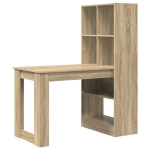 vidaXL Skrivebord Sonoma eik Konstruert tre 122 x 67 x 145 cm