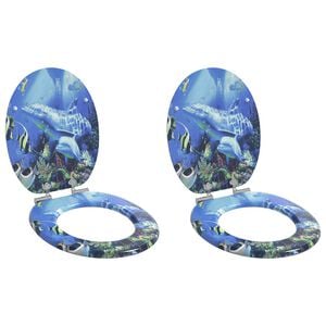 vidaXL Toalettsete 2 pcs Bl&aring; 44 x 38 cm MDF-plater