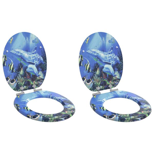 vidaXL Toalettsete 2 pcs Bl&aring; 44 x 38 cm MDF-plater