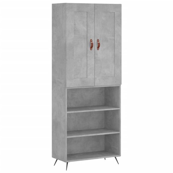 vidaXL Highboard betonggr&aring; 69,5x34x180 cm konstruert tre