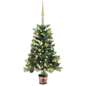 vidaXL Forh&aring;ndsbelyst kunstig juletre med kulesett 150 cm gr&oslash;nn
