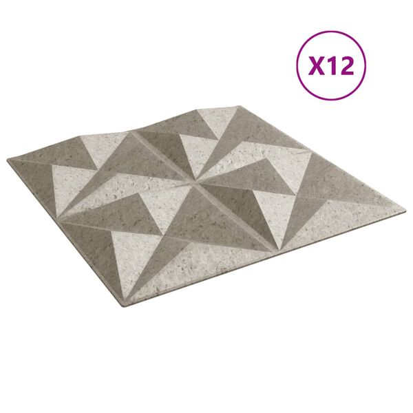 vidaXL Veggpaneler 12 stk beton 50x50 cm XPS 3 m&sup2; origami