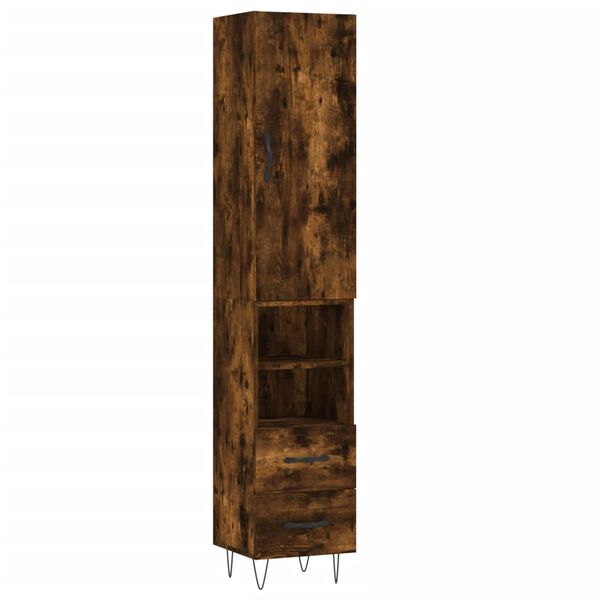 vidaXL Highboard r&oslash;kt eik 34,5x34x180 cm konstruert tre