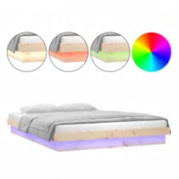 vidaXL Sengeramme med LED 140x200 cm heltre