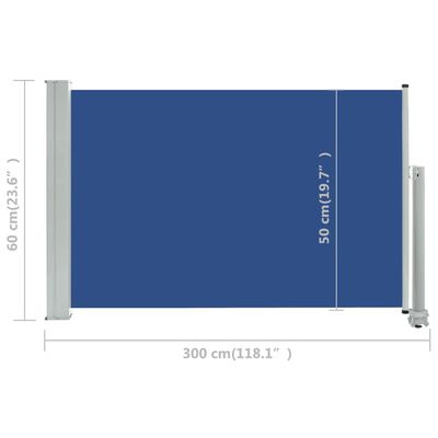 vidaXL Uttrekkbar sidemarkise 60x300 cm blå