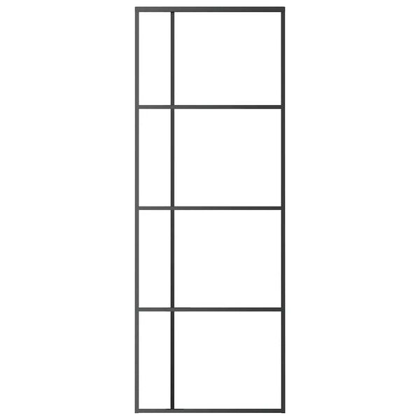 vidaXL Skyvedør frostet ESG-glass og aluminium 76x205 cm svart