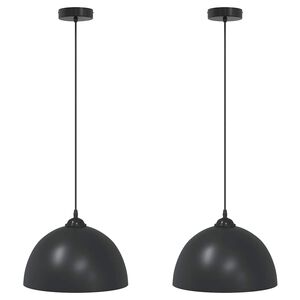 vidaXL Pendellamper 2 stk h&oslash;ydejusterbar E27 svart &Oslash; 30 cm metall